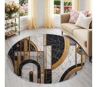 Geométrico Mármol Alfombra Redonda Infantil 120 cm, Multicolor Lavable y Antideslizante, Moda Lujo Ligero Decoración Alfombra de Juegos Pelo Corto Segura