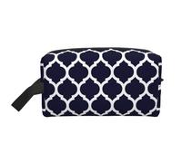 Geométrico marroquí Azul Marino Moderno, Bolsa de Maquillaje Bolsa de cosméticos Bolsa de artículos de tocador de Viaje portátil Organizador de Bolsa de Maquillaje