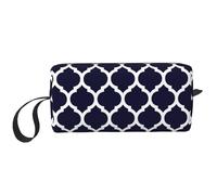 Geométrico marroquí Azul Marino Moderno, Bolsa de Maquillaje Bolsa de cosméticos Bolsa de artículos de tocador de Viaje portátil Bolsa de Maquillaje