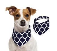 Geométrico marroquí Azul Marino Moderno,Pañuelos de algodón para Perros, Bufandas Ajustables para Mascotas,M