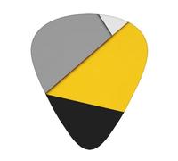 Geométrico moderno gris amarillo y negro,12 púas de guitarra, 3 grosores diferentes para guitarra acústica, bajo y ukelele