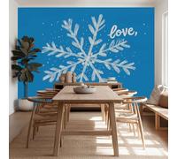Geométrico Murales De Papel Pintado 400 x 280 cm, Fotomurales Pared Tejido No Tejido Carta De Amor De Copo De Nieve Decorativos Murales póster para Dormitorio Salón TV Pared
