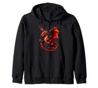 Geométrico Polígono Fuego Dragón Fantasía Bajo Poli RPG Sudadera con Capucha