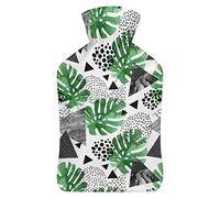 Geometry - Botella de agua de goma para plantas tropicales con cubierta de felpa suave, bolsa de agua caliente para invierno, manos y pies, protección contra el frío, 1000 ml