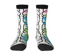 Geometry Brain Image - Calcetines científicos para hombres y mujeres, suaves, transpirables, flexibles, cómodos con diseño elegante, el mejor regalo, 2 Negro-1, Altoa única