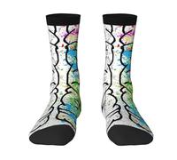 Geometry Brain Image - Calcetines científicos para hombres y mujeres, suaves, transpirables, flexibles, cómodos con diseño elegante, el mejor regalo, 3 Negro, Altoa única