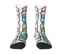 Geometry Brain Image - Calcetines científicos para hombres y mujeres, suaves, transpirables, flexibles, cómodos con diseño elegante, el mejor regalo, 2 Negro-2, Altoa única