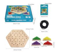 Geometry Chain Game - Wooden Triangle Puzzle for Thinking Skills | Solid Wood Construction with Elastic Bands and Pieces, 2-4 Player Educational Toy for Kids, Family Night, Kindergarten Play