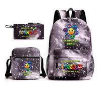 Geometry Dash Fashion - Mochila escolar de 3 piezas de 17 pulgadas + bolsa + estuche para bolígrafos, adecuada para la escuela diaria y al aire libre, A5., L