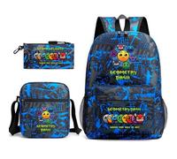 Geometry Dash Fashion - Mochila escolar de 3 piezas de 17 pulgadas + bolsa + estuche para bolígrafos, adecuada para la escuela diaria y al aire libre, A6., L