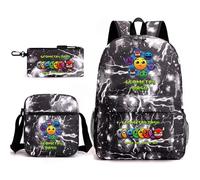 Geometry Dash Fashion - Mochila escolar de 3 piezas de 17 pulgadas + bolsa + estuche para bolígrafos, adecuada para la escuela diaria y al aire libre, A1, L