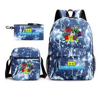 Geometry Dash - Mochila infantil de 3 piezas de 17 pulgadas, bolsa de libros de tamaño grande + cartera + estuche para bolígrafos, perfecta para la escuela diaria y al aire libre, A3, L