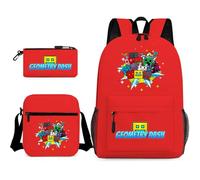 Geometry Dash - Mochila infantil de 3 piezas de 17 pulgadas, bolsa de libros de tamaño grande + cartera + estuche para bolígrafos, perfecta para la escuela diaria y al aire libre, A6., L
