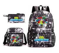 Geometry Dash - Mochila infantil de 3 piezas de 17 pulgadas, bolsa de libros de tamaño grande + cartera + estuche para bolígrafos, perfecta para la escuela diaria y al aire libre, A1, L