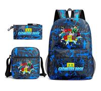 Geometry Dash - Mochila infantil de 3 piezas de 17 pulgadas, bolsa de libros de tamaño grande + cartera + estuche para bolígrafos, perfecta para la escuela diaria y al aire libre, A5., L