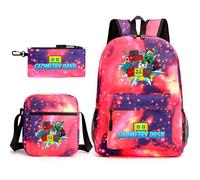Geometry Dash - Mochila infantil de 3 piezas de 17 pulgadas, bolsa de libros de tamaño grande + cartera + estuche para bolígrafos, perfecta para la escuela diaria y al aire libre, A2., L