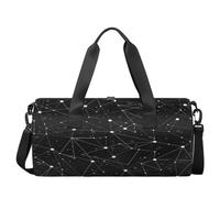 Geometry Lines - Bolsa de deporte ligera para gimnasio, entrenamiento, fin de semana, viajes, para hombres y mujeres (color negro), Puntos de líneas geométricas, 17.6(L) x 9(W) x 9(H) inch