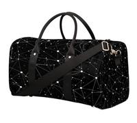 Geometry Lines Dots - Bolsa de viaje de viaje, bolsa deportiva negra, bolsa de gimnasio, bolsa plegable para fin de semana, bolsa de noche, bolsa con asa de equipaje para mujeres y hombres, Puntos de