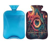 Geometry Magic Eye Sign - Botella de agua caliente con tapa, 2 L, gran capacidad, bolsa de agua para noches acogedoras, alivio del dolor, espalda, cuello y hombros