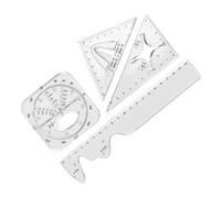 Geometry Ruler Set, Clear Scale Tools, Mathematical Drawing Kit, 4pieces,