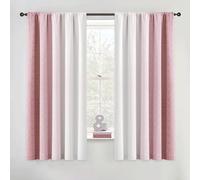 Geomoroccan Cortinas Opacas 100% degradadas de 63 Pulgadas de Largo, 2 Paneles para Cuarto de bebé, Dormitorio, Color Rosa y Blanco, patrón Degradado, oscurecimiento de la habitación, reducción de