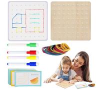 Geoplano de Madera, s educativos para niños, Geoboard de Madera con Bandas de Goma, patrón gráfico de matemáticas, Bloques, Tablero Geo, Educativo para niños