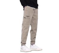 Georcep 2024 New Tide Casual Pants, Tapered Cargo Pants Men, Men's Loose-Fitting Spring/Autumn Workout Jogging Pants (L,B-Khaki)