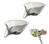 Georcep 2PCS Multi-Functional Drain Basket, Drainage Basket Funnel, Multifunctional Plastic Draining Bowl, Kitchen Utensils Food Drainer, Drain Bowl with Funnel for Vegetables, Fruit (A-Gray)