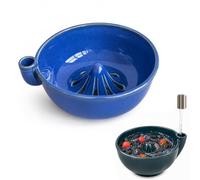 Georcep Ceramic Berry Washing Bowl, 7.9 x 7.1 x 3.1 in, Drain Spout, 1-Pack (B-Blue)