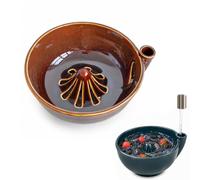 Georcep Ceramic Berry Washing Bowl, 7.9 x 7.1 x 3.1 in, Drain Spout, 1-Pack (C-Brown)