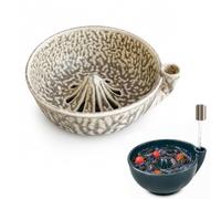 Georcep Ceramic Berry Washing Bowl, 7.9 x 7.1 x 3.1 in, Drain Spout, 1-Pack (F-Latte Beige)