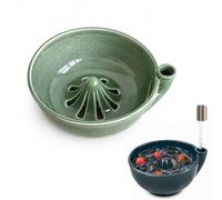 Georcep Ceramic Berry Washing Bowl, 7.9 x 7.1 x 3.1 in, Drain Spout, 1-Pack (H-Celadon Green)