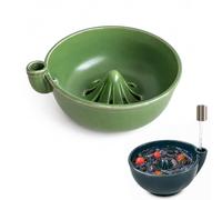 Georcep Ceramic Berry Washing Bowl, 7.9 x 7.1 x 3.1 in, Drain Spout, 1-Pack (I-Matte Green)