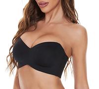 Georcep Full Support Non-Slip Convertible Bandeau Bra - Strapless Bra for Big Busted Women (A-Black,42/95D)