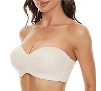 Georcep Full Support Non-Slip Convertible Bandeau Bra - Strapless Bra for Big Busted Women (B-Skin,44/100G)