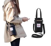 Georcep Qudai Water Bottle Pouch with Strap, Outdoor Multifunctional Bag, Qudai Bottle Bags - Large Size Crossbody Portable Hand-Held Bottle Tote (B-Black,One Size)