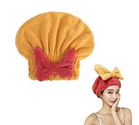 Georcep Super Absorbent Hair Towel Wrap for Wet Hair, Fast Drying Microfiber Elastic Dry Hair Cap, Microfiber Hair Drying Towel Cap for Women (A-Yellow,One Size)