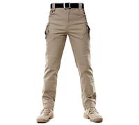 Georcep Tactical Pants for Men, Tactical Waterproof Pants Men, Heavy Duty Work Pants, Multi-Pocket Tactical Cargo Outdoor Trousers (L,B-Khaki)