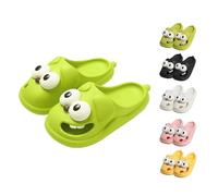 Georcep Tongue Kiss Slippers, Big Eye Dog Slipper - Women's Cartoon Dog Slippers, Cute Funny 3D Big Eye Dog Fun Cartoon Package Head Eva Slippers (A-Green,38/39)