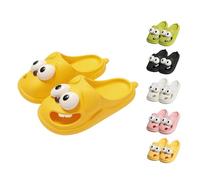 Georcep Tongue Kiss Slippers, Big Eye Dog Slipper - Women's Cartoon Dog Slippers, Cute Funny 3D Big Eye Dog Fun Cartoon Package Head Eva Slippers (E-Yellow,36/37)
