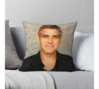 George Clooney - Funda de almohada cuadrada de poliéster y lino, terciopelo, con cremallera, decoración de coche, funda de cojín para coche