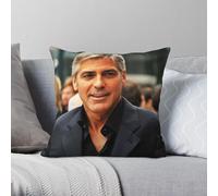 George Clooney - Funda de almohada de poliéster y lino, terciopelo, con cremallera, decoración de coche