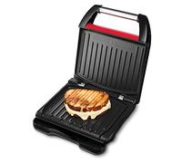George Foreman Grill Compact Steel - Parrilla Eléctrica, Bandeja de Goteo Perfect-Fit, 3 Raciones, Revestimiento Antiadherente, Fácil Limpieza, Indicador Luminoso, 1200 W, Rojo - 25030-56