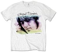 George Harrison Water Colour Portrait Camiseta Manga Corta, Blanco, XXL para Hombre