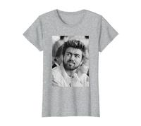 George Michael en Live Aid Wembley Stadium Soy tu Hombre 1985 Camiseta, Mujer, Gris Jaspeado, L