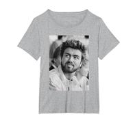 George Michael en Live Aid Wembley Stadium Soy tu Hombre 1985 Camiseta, Mujer Tallas Grandes, Gris Jaspeado, 1XL Grande