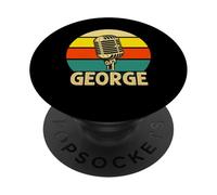 George - Micrófono Retro con Nombre de música de los años 80 Vintage para Hombres y niños PopSockets PopGrip Adhesivo