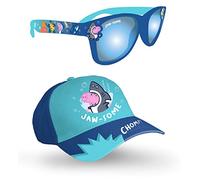 George Pig - Juego de gafas de sol y gorra de béisbol para niños, 100 % protección UV, color azul, Blue