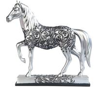 George S. Chen Imports SS-G-11678 Estatua de caballo al trote grabada en tono plateado de 18,3 cm