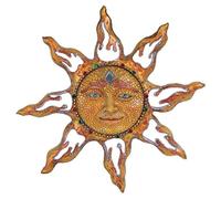 George S. Chen Imports SS-G-63047 Placa de pared decorativa de poliresina con mosaico amarillo de cara y sol, 28 cm